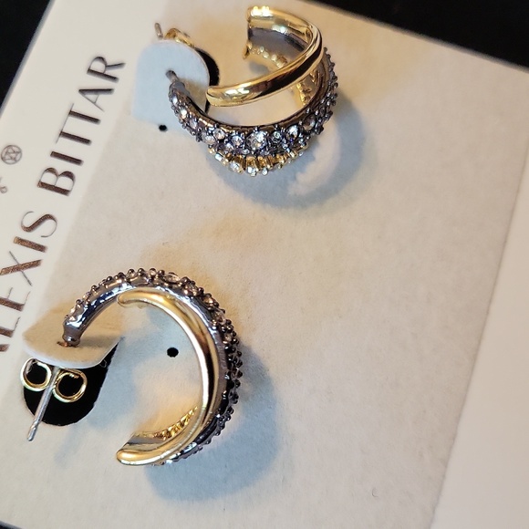 Alexis Bittar Gold and Silver Hoop Earrings - Picture 3 of 3